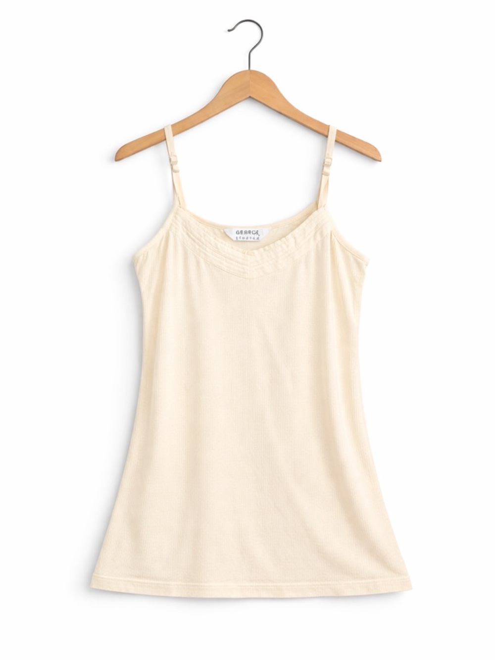 George Stretch Cream Ribbed Tank Top Camisole Size S (4/6) Adjustable Straps